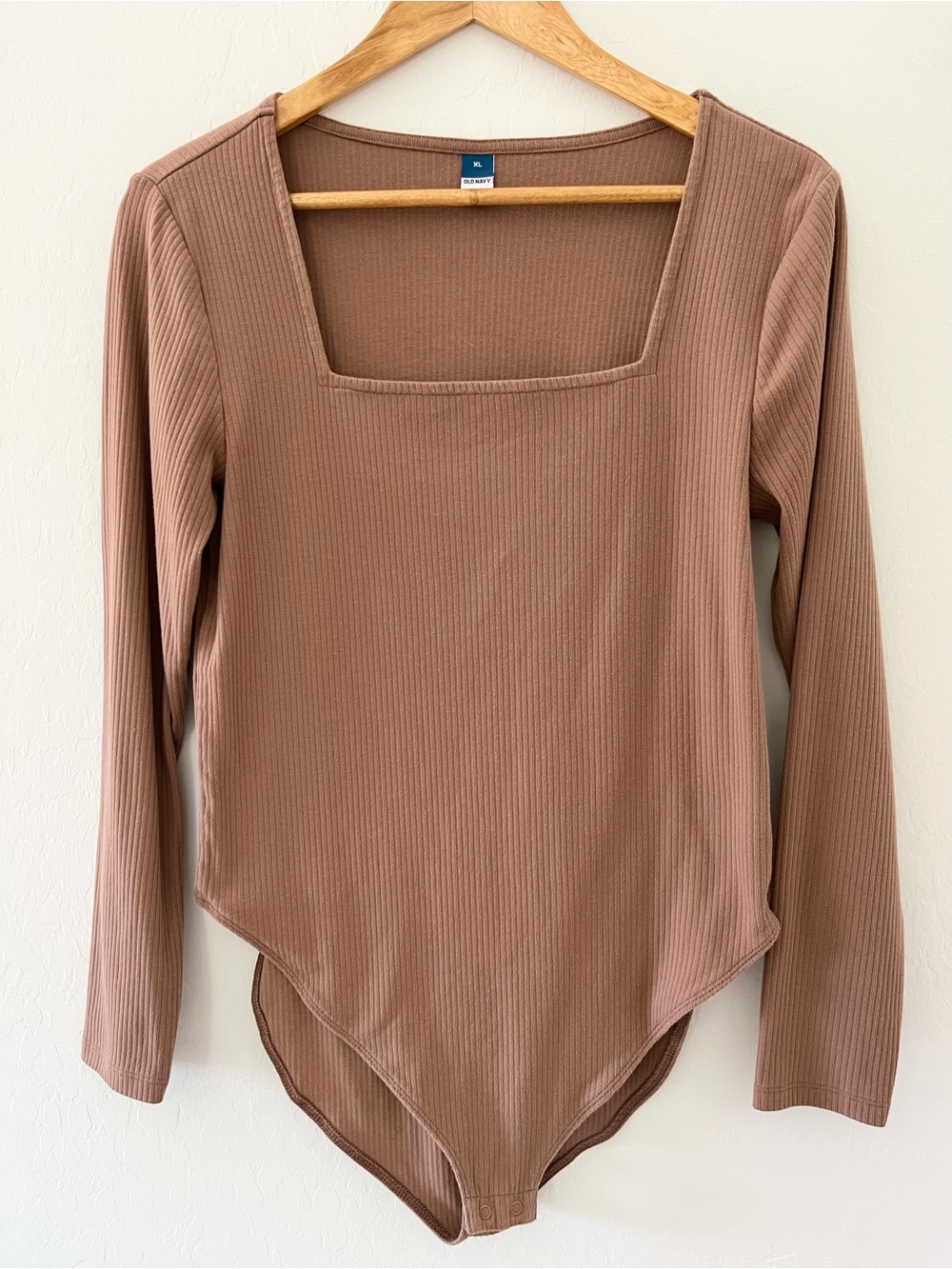Old Navy Ribbed Square-Neck Long-Sleeve Bodysuit - Cocoa Brown Size XL